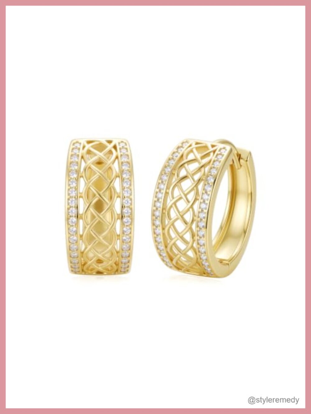 14K Gold Plated Celtic Hoop Earrings 20mm Hypoallergenic